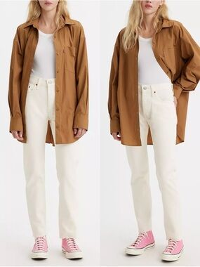 Levi's Premium 501° ORIGINAL FIT WOMEN'S Raw Hem JEANS Color: Yacht Time - White